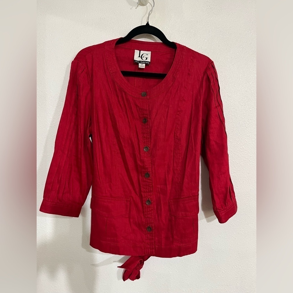 Lina Gabriel linen blend belted red jacket size 10